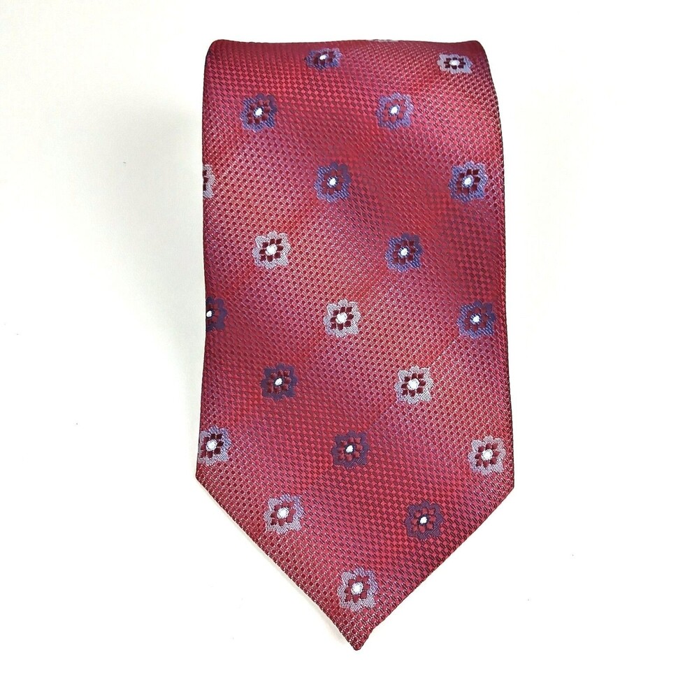 Borrelli Men's Multi Colored Red Purple Floral Hand Stitched Elegant Tie - READ - Picture 9 of 12